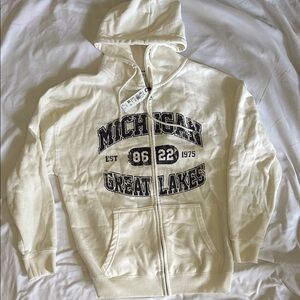 NWT Cream Garage Michigan Great Lakes Zip up Hoodie